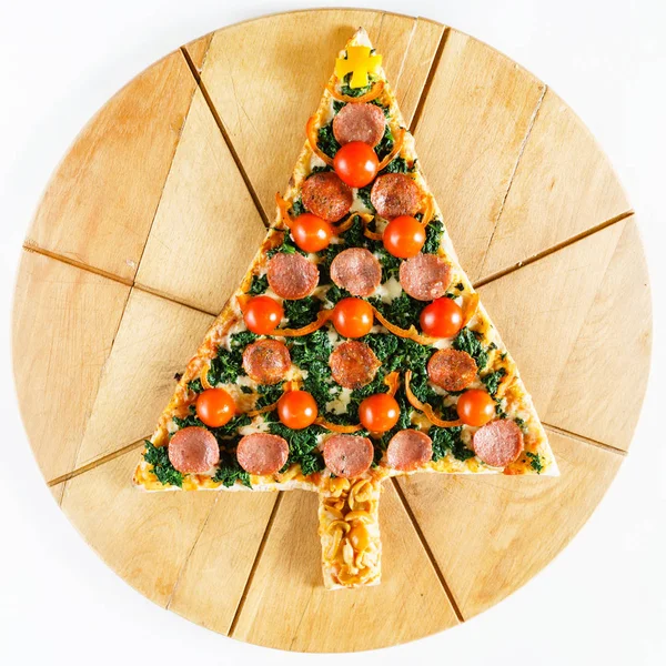 Πίτσα χριστουγεννιάτικο δέντρο — Φωτογραφία Αρχείου