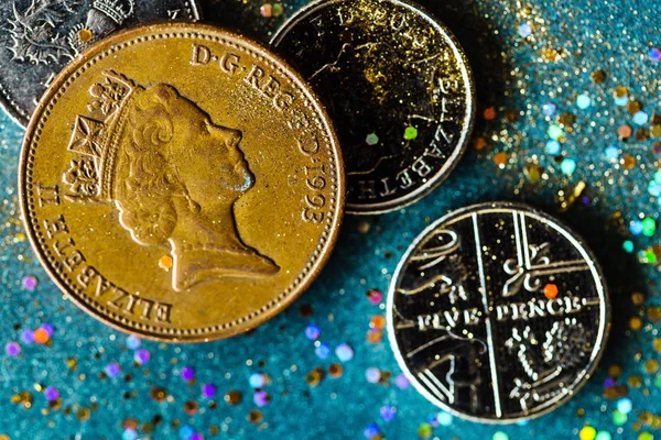 Pile of english coins — Stock Photo, Image