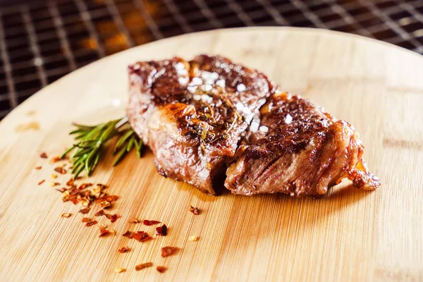 Tasty steak with sauce — Stock Photo, Image