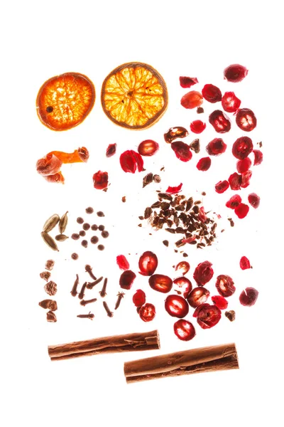 Flat lay Christmas spices — Stock Photo, Image