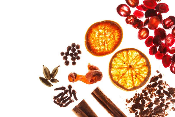 Flat lay Christmas spices — Stock Photo, Image