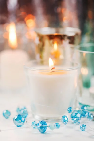 White christmas candles — Stock Photo, Image