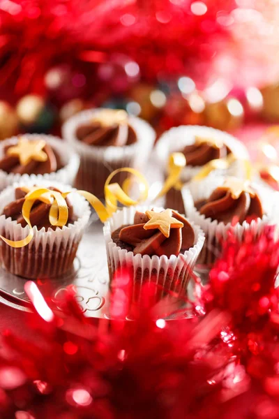 Decorated Christmas cupcakes — Stock Photo, Image