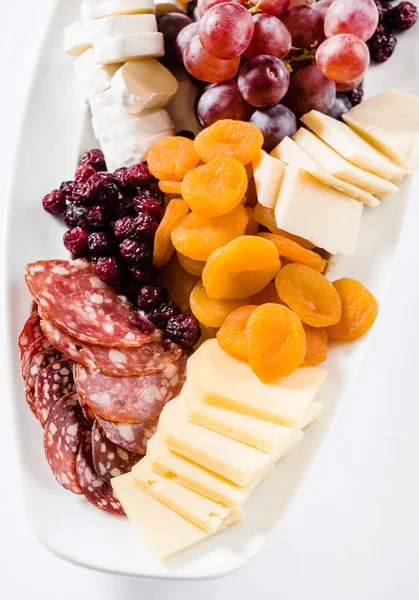 Cheese and meat plate — Stock Photo, Image