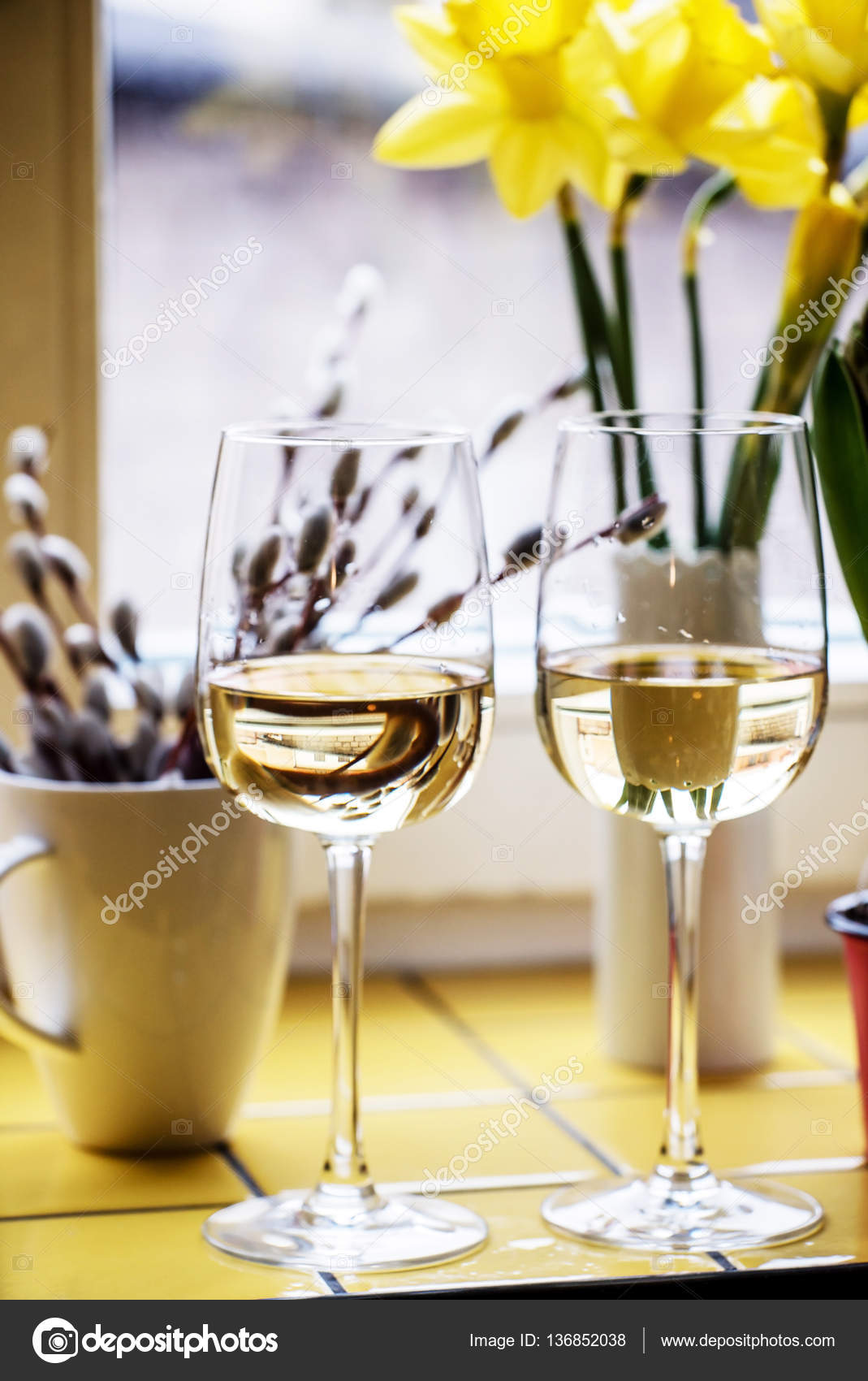 White wine with flowers Stock Photo by ©Shebeko 136852038