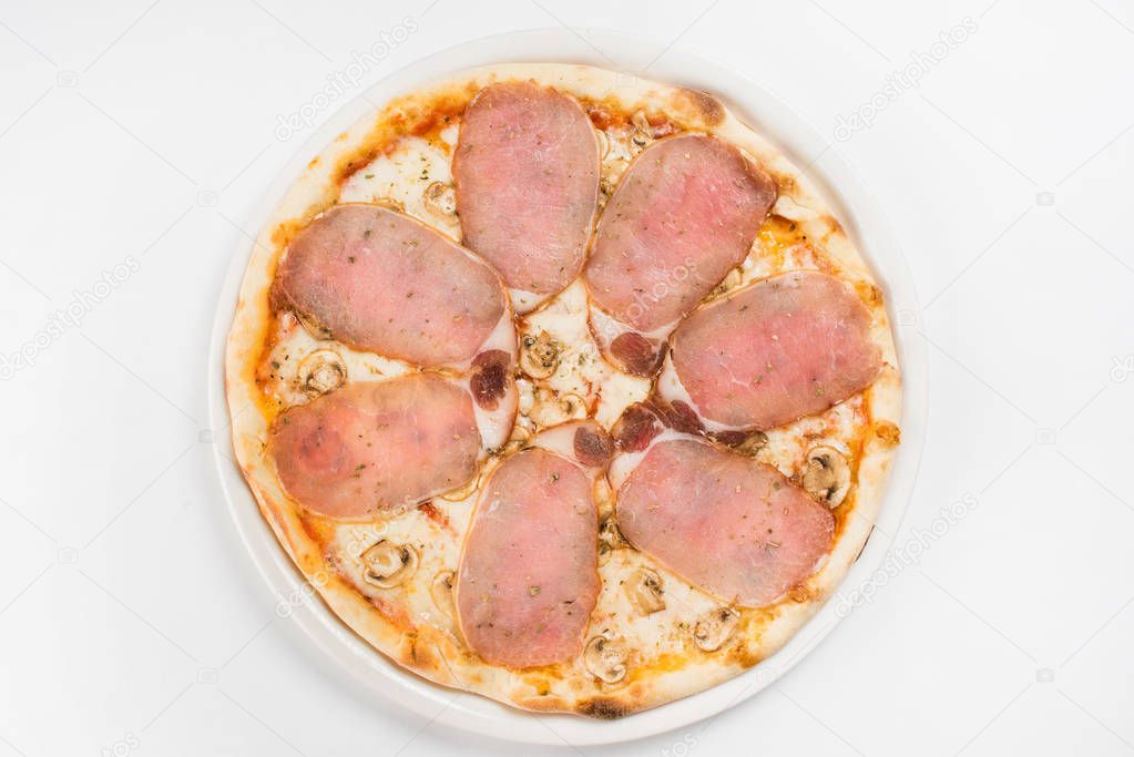 tasty pizza on white plate