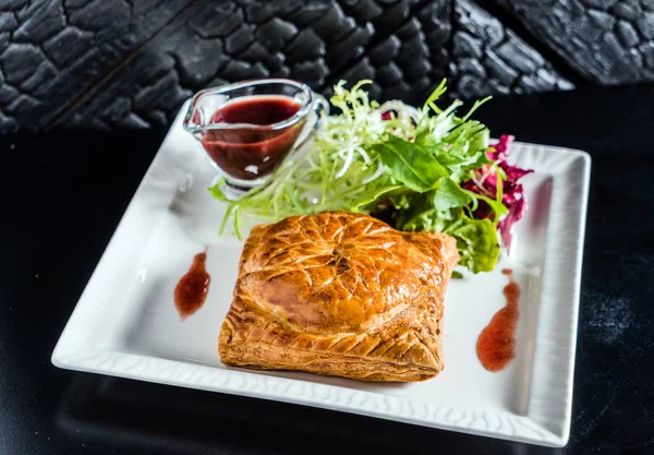 meat pie with salad