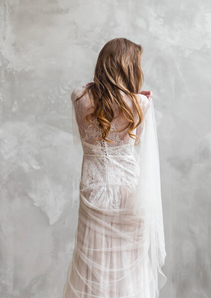 Nice bride in lace wedding dress