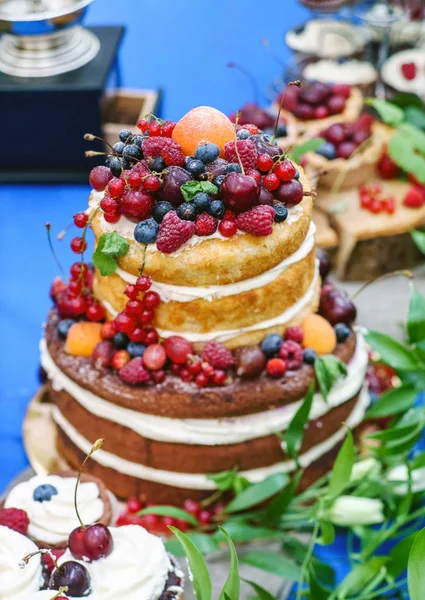 Весільний торт з ягодами — стокове фото