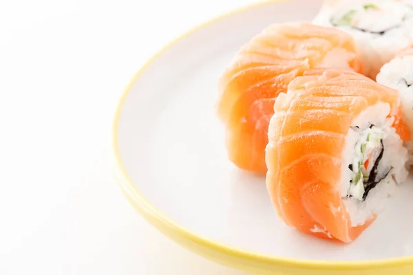 Tasty sushi with salmon — Stock Photo, Image