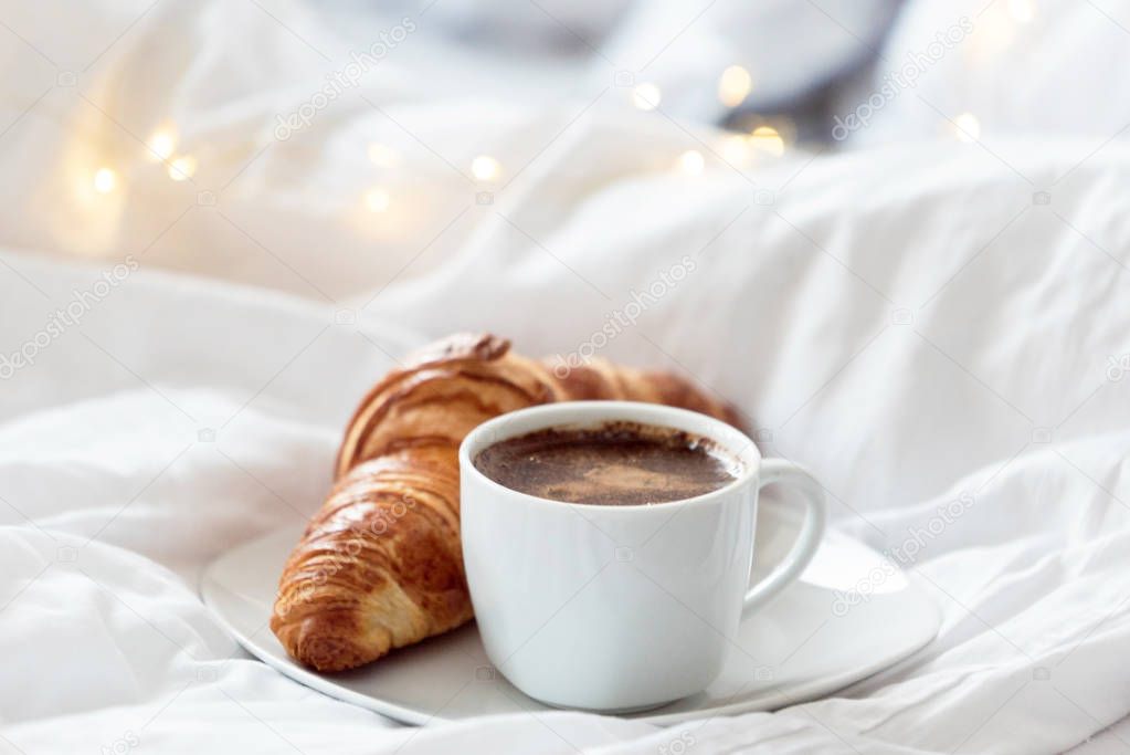 morning coffee with croissant