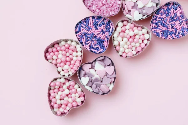 Sevgililer günü kartı şablonu ile şeker Kalpler