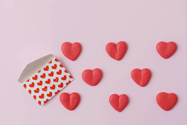 Plantilla de tarjeta Valentine con corazones de azúcar —  Fotos de Stock