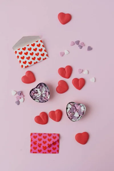 Valentine kaartsjabloon met suiker hart — Stockfoto