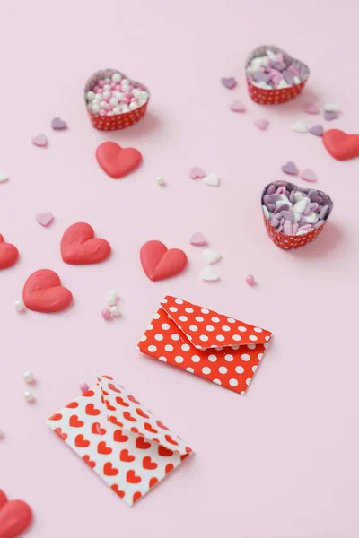 Valentine kaartsjabloon met suiker hart — Stockfoto