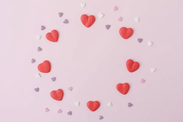 砂糖の心とバレンタイン カード テンプレート — ストック写真