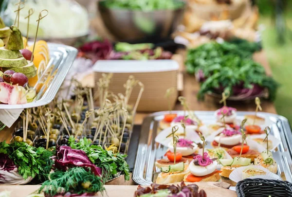 Delicious appetizers on table — Stok Foto