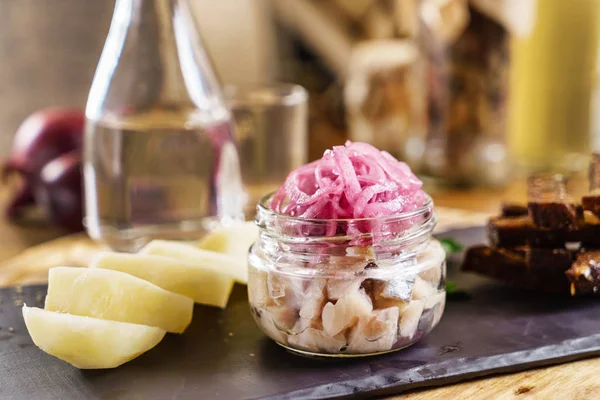 Aperitivo de patata y arenque — Foto de Stock