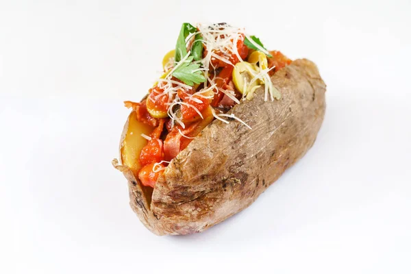 Baked potato with filling — Stock Photo, Image