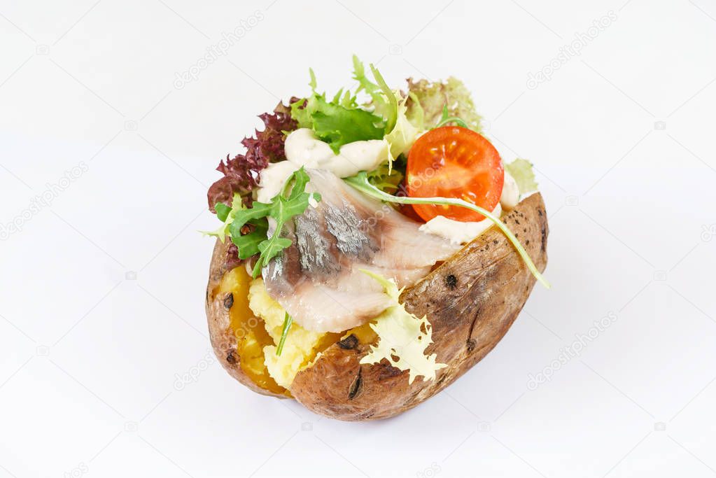 baked potato with filling