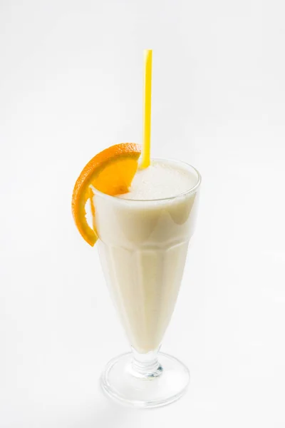 Sweet milk cocktail with straw — Stock Photo, Image