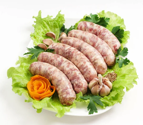 Kiełbaski surowe mięso — Zdjęcie stockowe