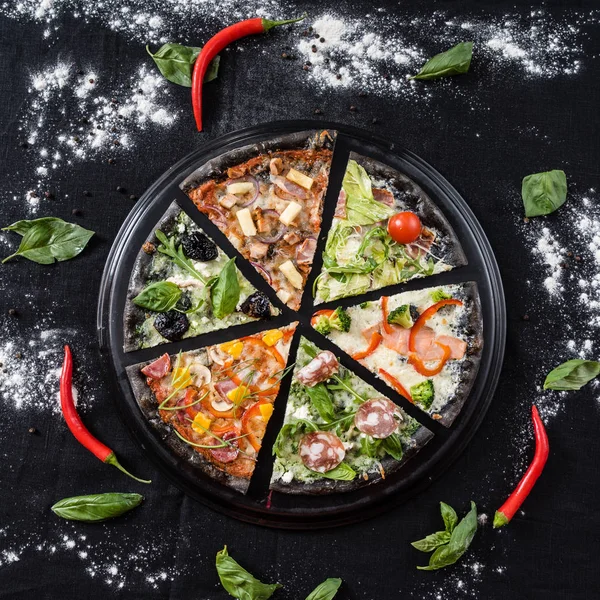 Creative pizza on table — Stock Photo, Image