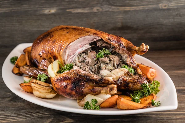 Wholesome stuffed roasted duck