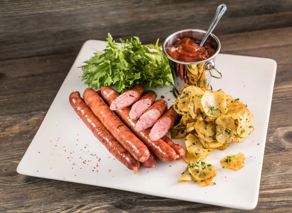 Grilled duck sausages — Stock Photo, Image