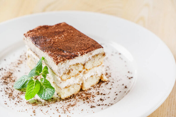 tiramisu cake on plate