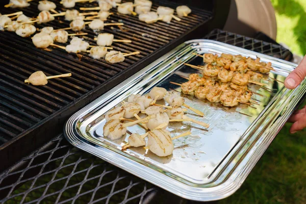 Barbecue gegrilde garnalen — Stockfoto