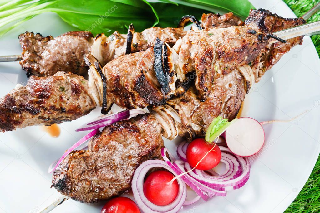 Delicious grilled kebabs 