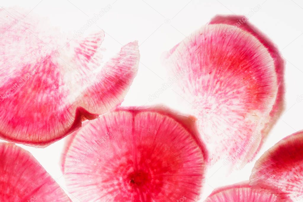 Sliced pink radish
