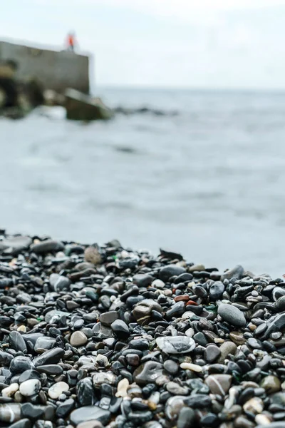 Gray pebbles on the beach — Stock Photo, Image