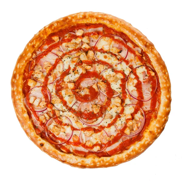 Pizza på den vita bakgrunden — Stockfoto