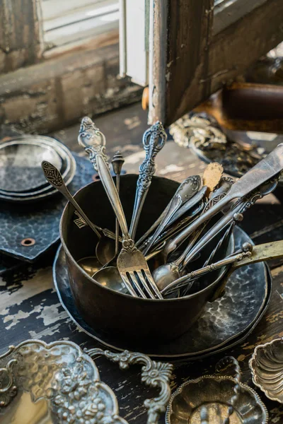 Colheres e garfos vintage — Fotografia de Stock