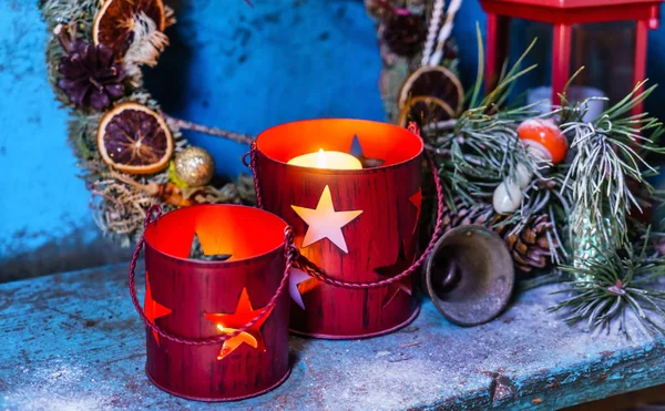 Decorações de velas de Natal — Fotografia de Stock