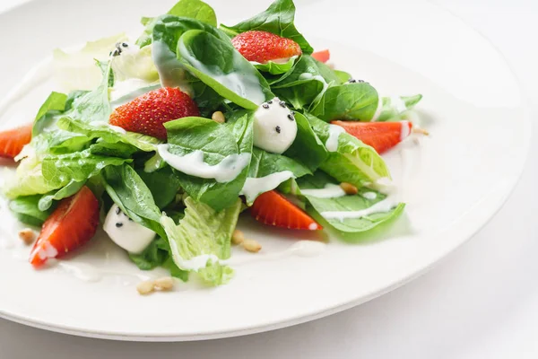 Fresh salad on white plate — Stock Photo, Image