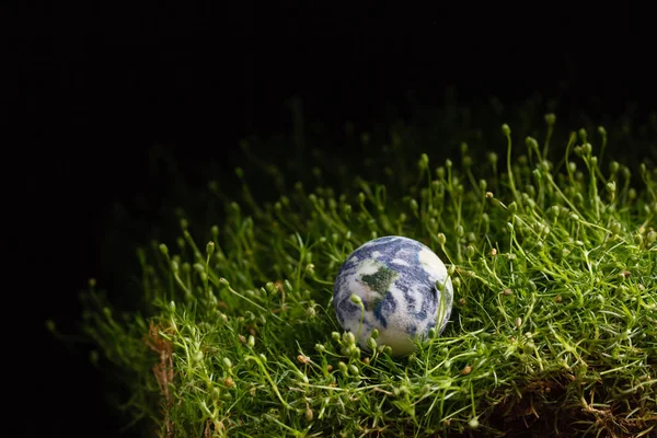 Forma globo mundial na grama verde — Fotografia de Stock