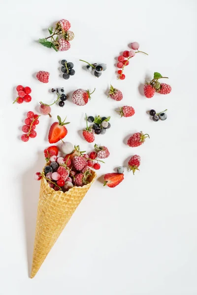 Bayas congeladas en cono de helado — Foto de Stock