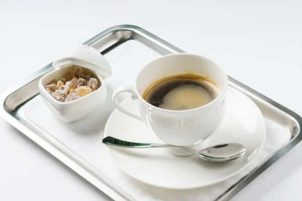 Tasse Kaffee und Zucker — Stockfoto