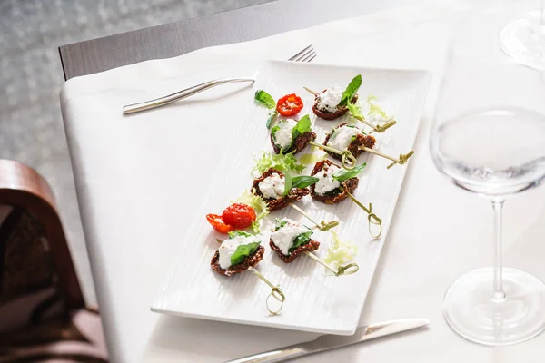 Tasty canape on table — Stock Photo, Image