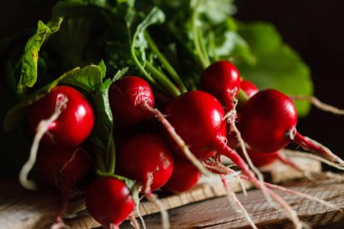 Resh turp ahşap bacground üzerinde