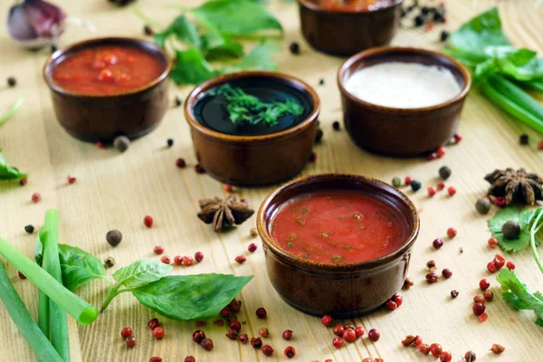 Diferentes tipos de salsas — Foto de Stock
