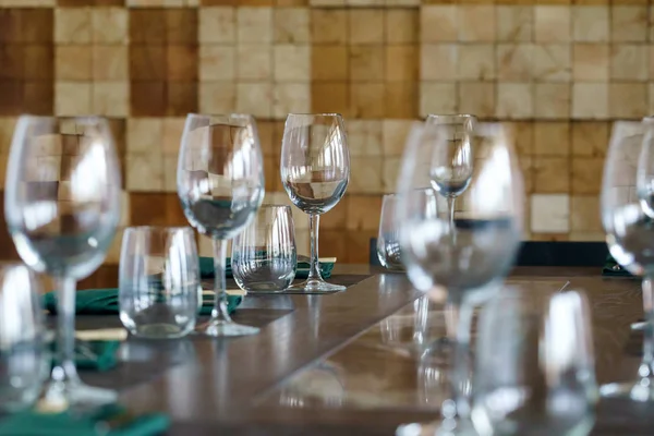 Table set for meal with glasses — Stock Photo, Image