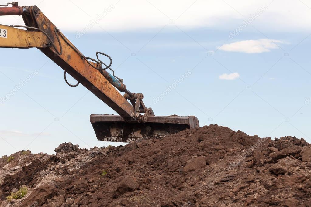 excavator at sandpit during  works