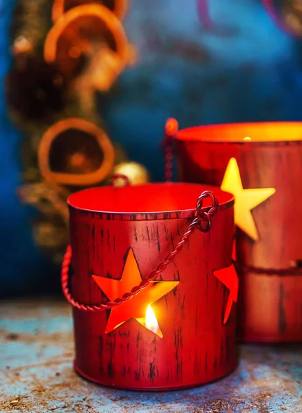 Vánoční svíčky dekorace — Stock fotografie