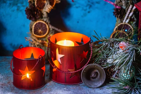 Velas de Natal decoração — Fotografia de Stock