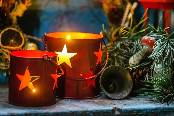 Velas de Natal decoração — Fotografia de Stock