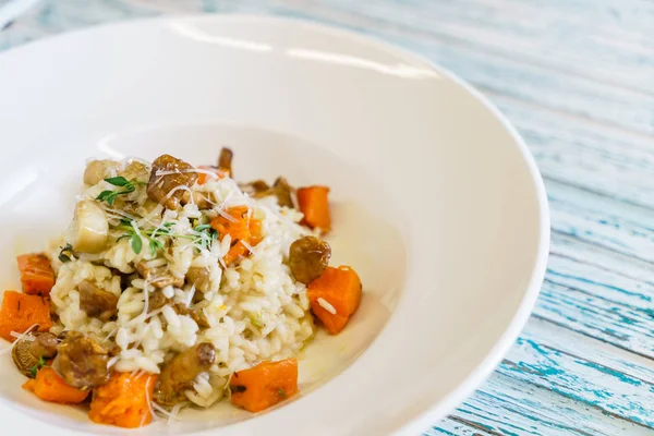 kabak ve chanterelles risotto